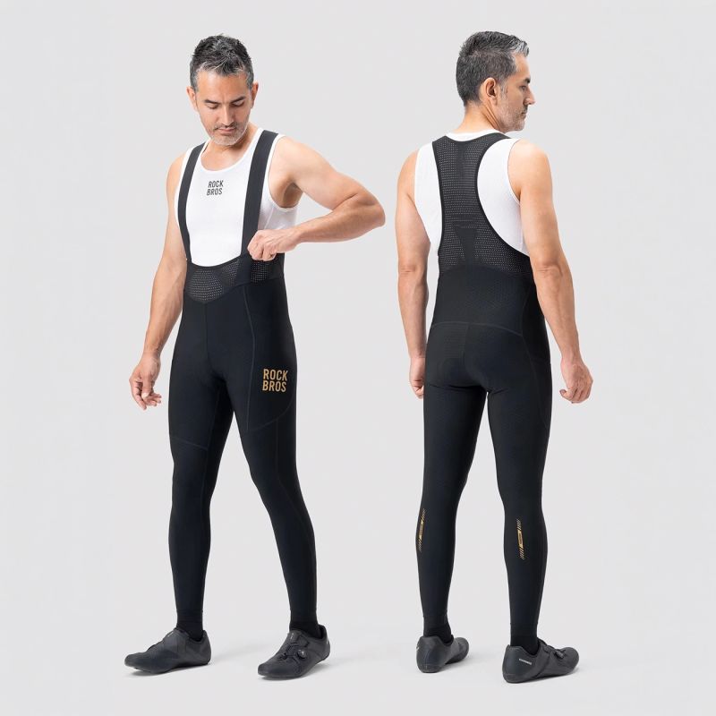 Rockbros Long Fleece Bib Tights with Pad Size - Black fekete nadrág