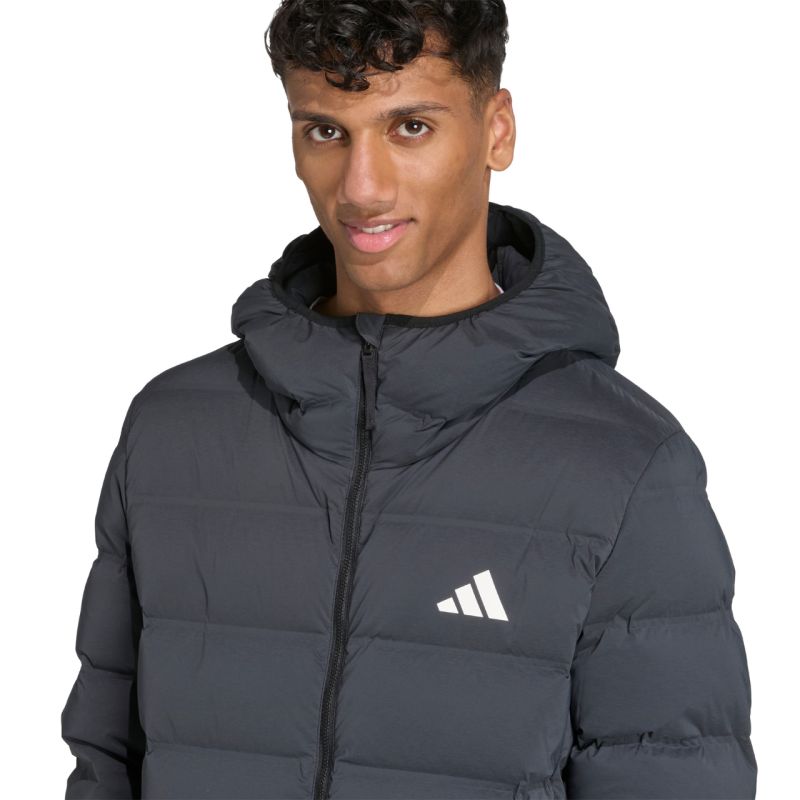 Men's adidas Helionic Climawarm Stretch Hooded Down Black JN2114 fekete kabát