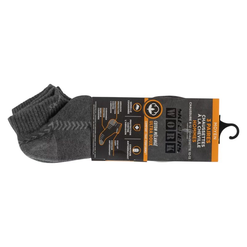 Skechers 3pk Terry Train Work Socks S102684-GRY szürke utcai cipő