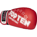 TOP TEN RTT-10 SUPERFIGHT 3000 STARS Boxing Gloves (WAKO APPROVED new) 10 oz+czerwony kesztyű