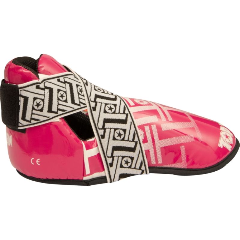 TOP TEN OSTT-PU "SUPERLIGHT PRISM" Foot Protectors (WAKO APPROVED) czerwony+m protectors and knee pads
