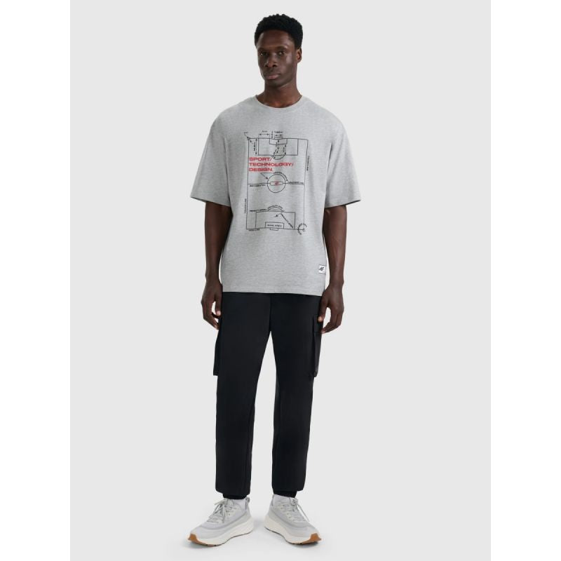 Men's oversize printed T-shirt 4F 4FRAW25TTSHM3257-27M