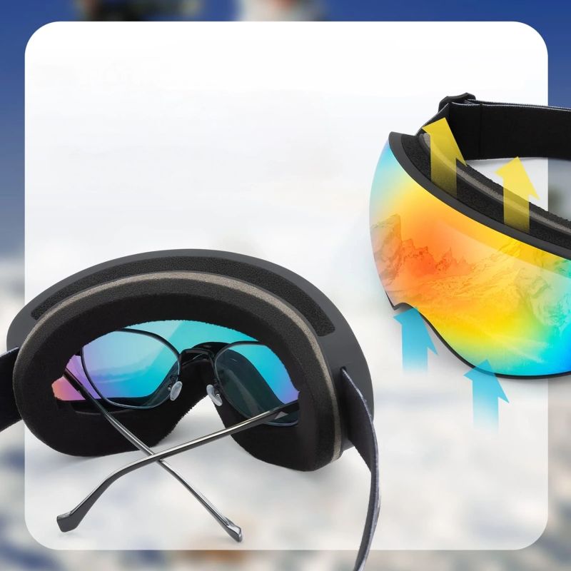 Rockbros SP284 Ski Goggles - Black Sandblasted Frame, Gray PC Lens with Red Mirror, Kids czarny úszás kiegészítő 5907769384219-211761