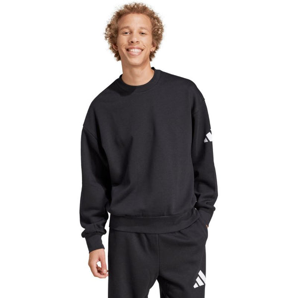 adidas Men's Essentials Loose Fit 3 Bar Logo Sweatshirt Black JF3542 General