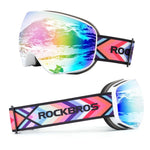 Rockbros SP284 Ski Goggles - Matte White Frame, Gray PC Lens with Cherry Blossom Pink Mirror, Kids biały úszás kiegészítő 5907769384219-211762