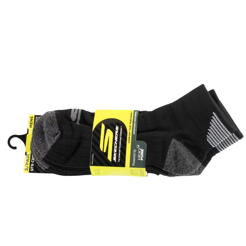 Skechers 3pk Mens 1/2 Terry Qtr Crew Socks S114662-HBLK Black 41-46 General