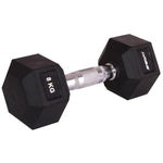 Enero HEX RUBBER Dumbbell 8 KG FIT fekete dumbbell, strength training equipment, training equipment