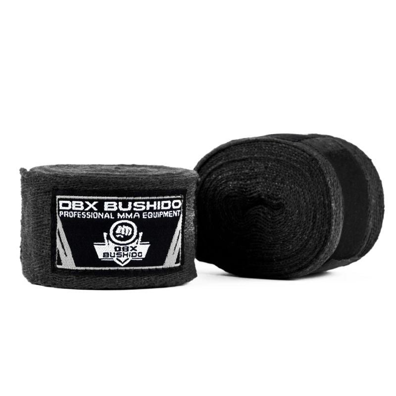 DBX Bushido Cotton Boxing Wraps - 4 Meters | Black elastyczne złote martial arts equipment