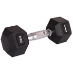 Enero HEX RUBBER Dumbbell 6 KG FIT fekete dumbbell, strength training equipment, training equipment