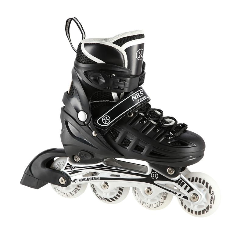 Nils Extreme NH10905 4in1 inline skates with replaceable hockey blade, black LED, size M (35-38) fekete sípcsontvédő