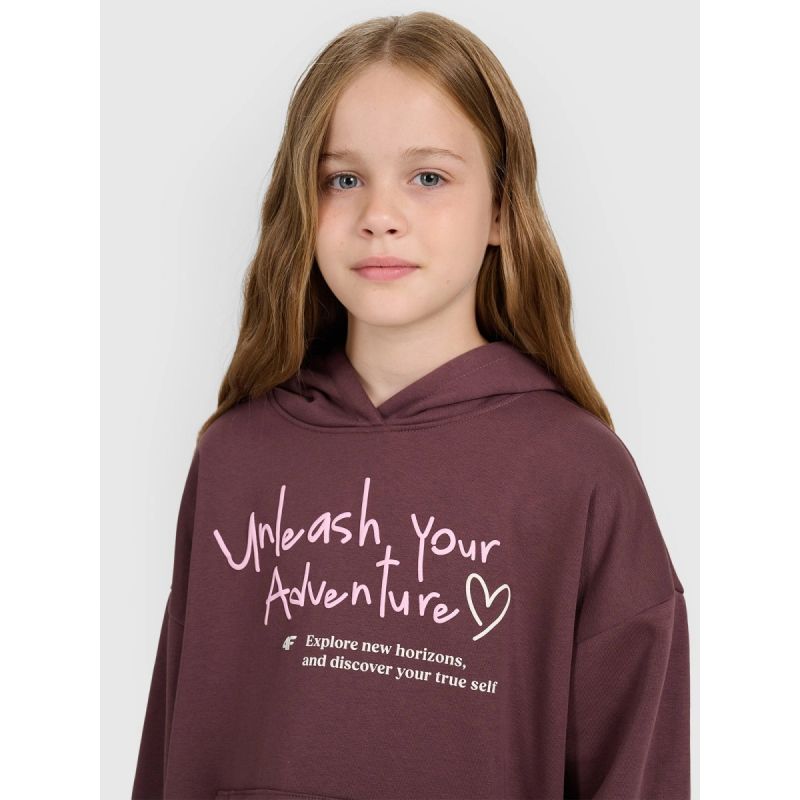 Oversized sweatshirt with hood, unzipped, for girls, 4F 4FJRAW25TSWSF2429-51S kapucnis pulóver