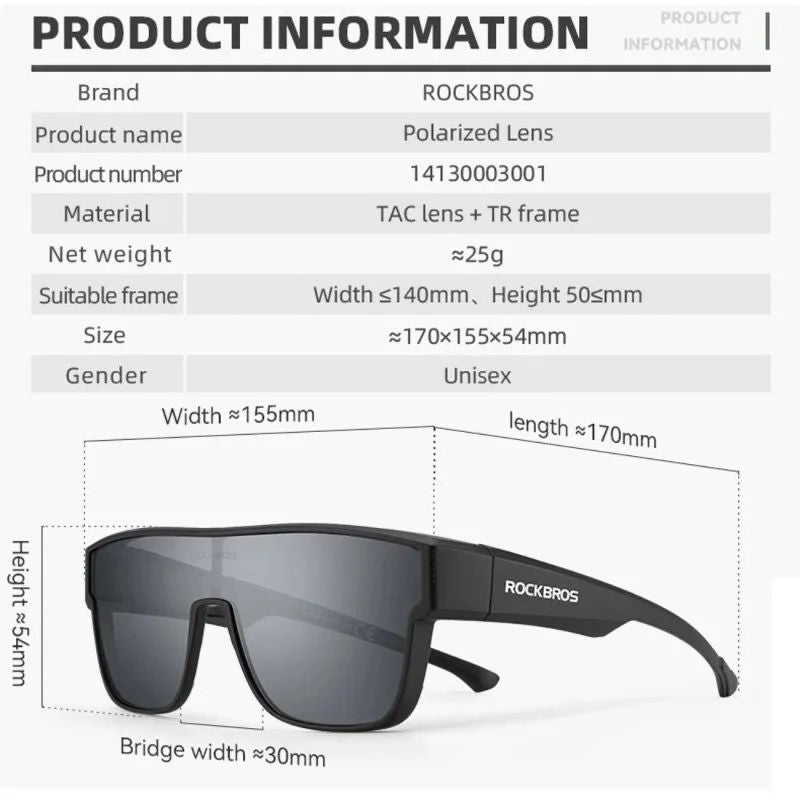 Rockbros SP304 Polarized Cycling Glasses - Black fekete glasses, training equipment