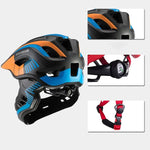 Rockbros TT- children's bicycle helmet with removable chinbar, size S - black and orange czarny || pomarańczowy \ s helmets, martial arts equipment
