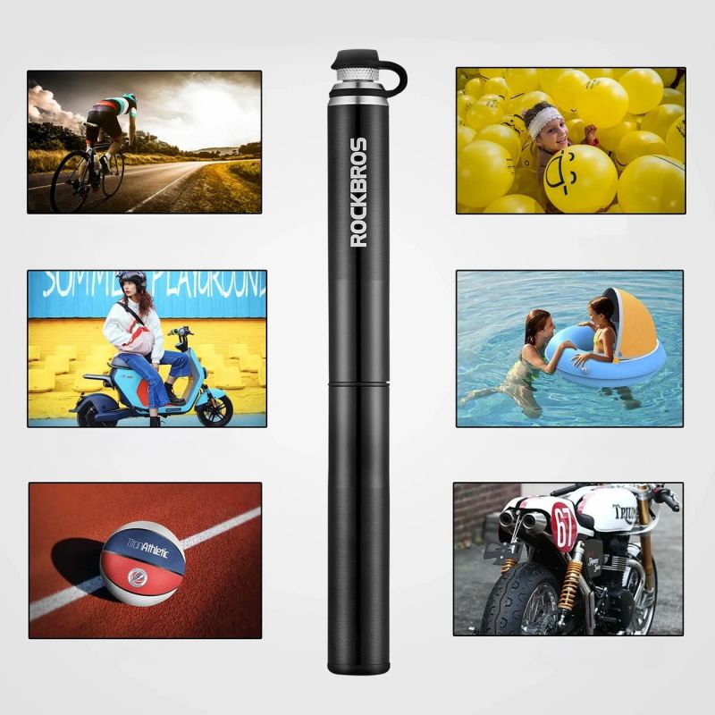 Rockbros JG-PB-004 lightweight bicycle pump with pressure gauge - black fekete pumpa 304004-211902