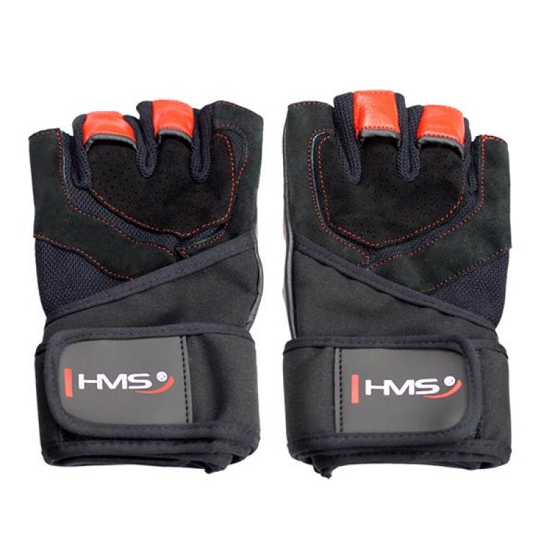 HMS Gym Gloves Black/Red RST01 SIZE fekete kapuskesztyű 17-63-209