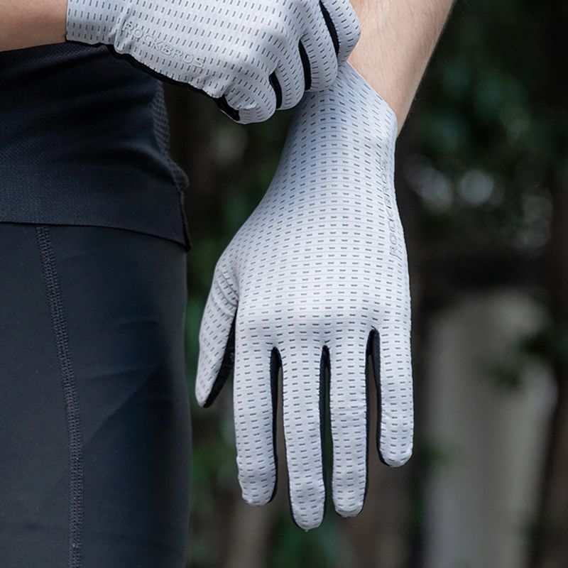 Rockbros Breathable Full Finger Cycling Gloves, Size: M - Gray szary \ m kesztyű