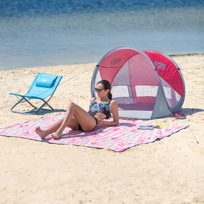 NILS CAMP NC3142 Self-Placing Beach Tent Red-Gray