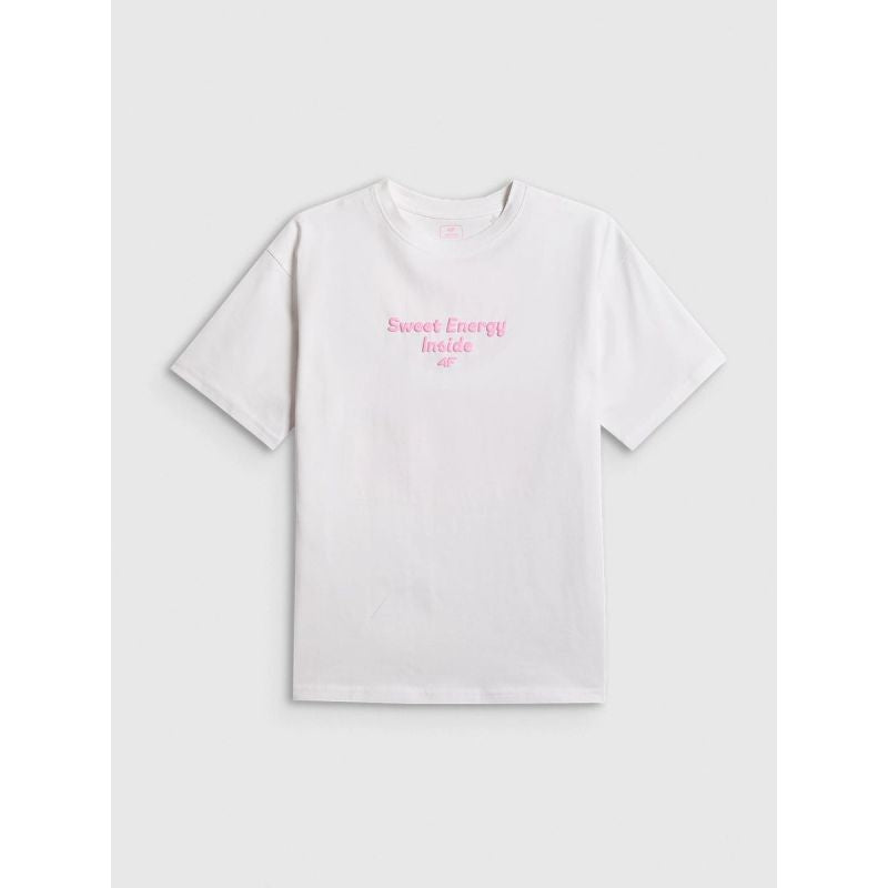 Girls' loose T-shirt with print 4F 4FJRSS26TTSHF3825-10S 158/164 póló