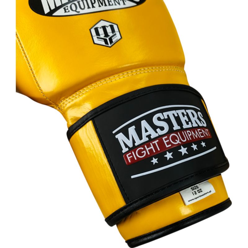 MASTERS FIGHT EQUIPMENT RBT-MEX Leather Boxing Gloves 12 oz Yellow sárga kesztyű 012204-12