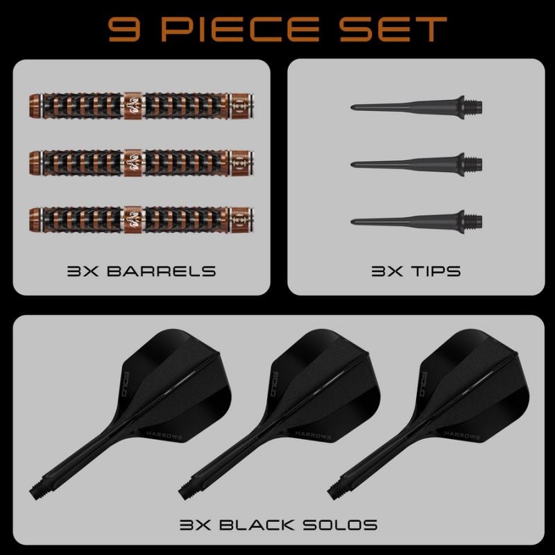 Harrows TOLFRAM TRINITY 97% steeltip darts papucs