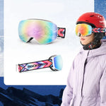 Rockbros SP284 Ski Goggles - Matte White Frame, Gray PC Lens with Cherry Blossom Pink Mirror, Kids biały úszás kiegészítő 5907769384219-211762
