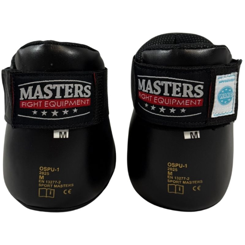 MASTERS FIGHT EQUIPMENT OSPU-1W KIDS Foot Protectors (WAKO APPROVED) (PRICE CHANGE) fekete védőfelszerelés 030611-2XS