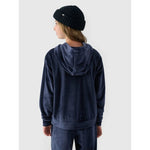 Girls' velour sweatshirt with hood, unzipped, 4F 4FJWAW24TSWSF1216-31S kapucnis pulóver