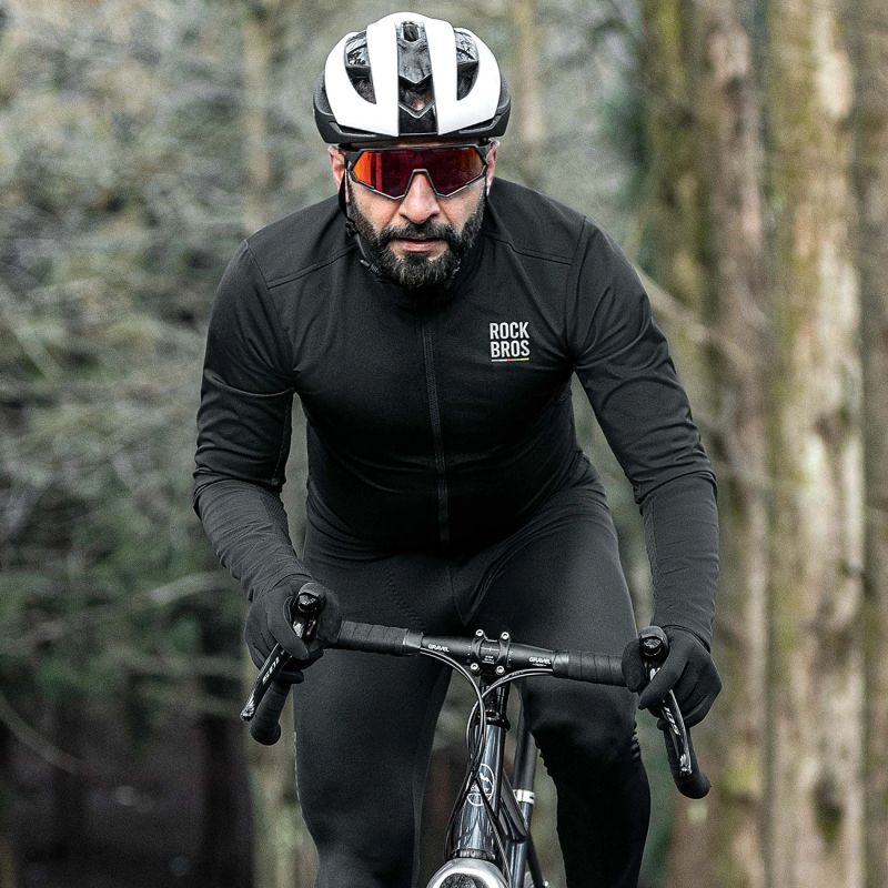 Rockbros ROAD TO SKY windproof insulated cycling jersey S - black s \ czarny pulóver