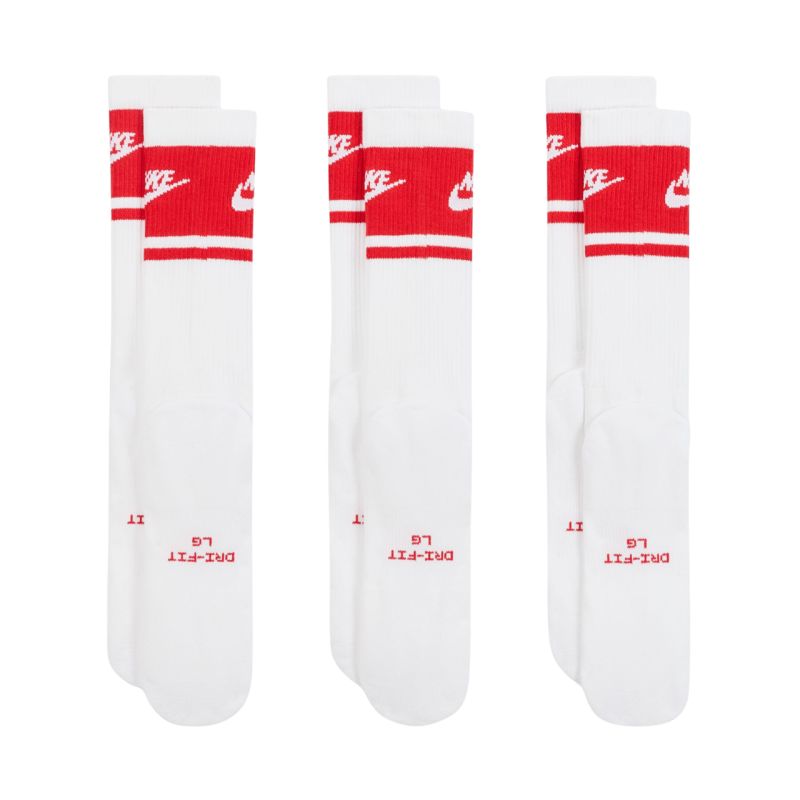 Nike Everyday Elevated Crew Socks 3 Pairs White and piros zokni