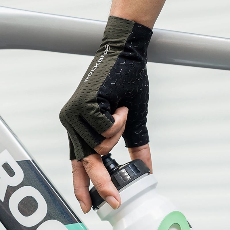 Rockbros Breathable Short Finger Cycling Gloves, Size: L - Gray szary \ l kesztyű