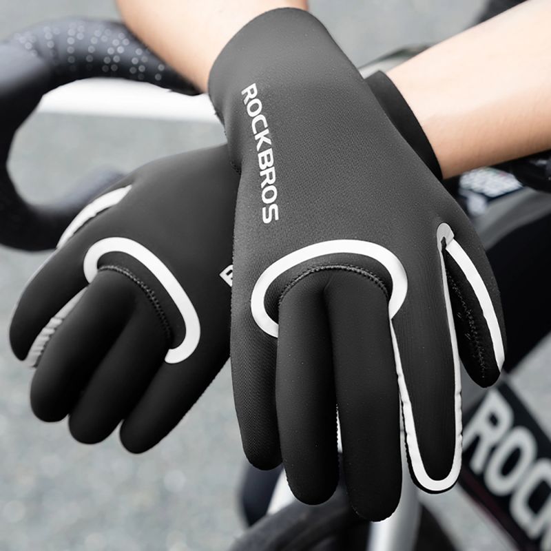 Rockbros full waterproof cycling gloves, size: S/M - black s || m kesztyű