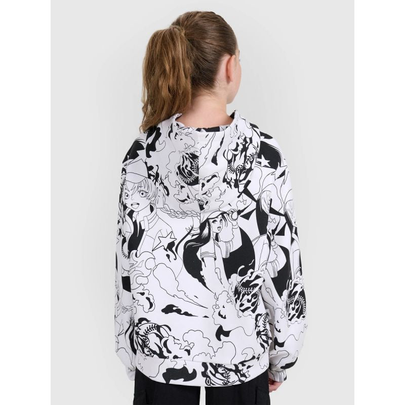 Girls' sweatshirt with hood, open, 4F 4FJRAW25TSWSF2348-90A
