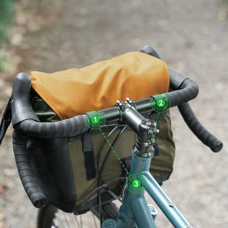 Rockbros W019 Handlebar Bike 13.5-24L - Green-Orange narancssárga táska