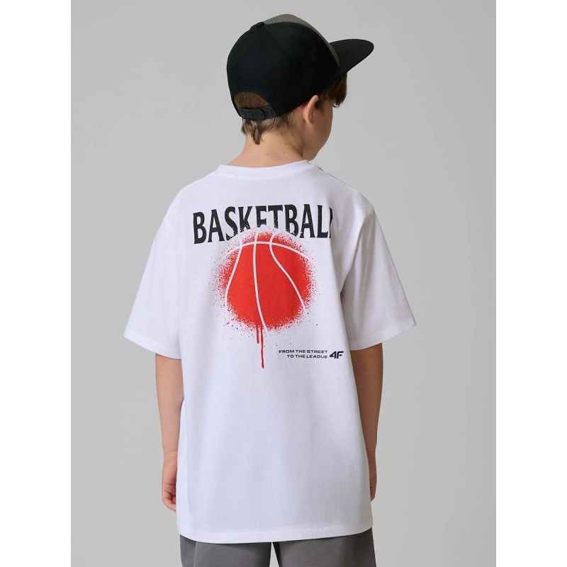 4F Boy's loose T-shirt with print 158/164 póló