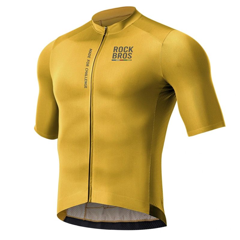 Rockbros 15120014024 ROAD TO SKY men's cycling jersey short sleeve M - yellow m \ żółty póló