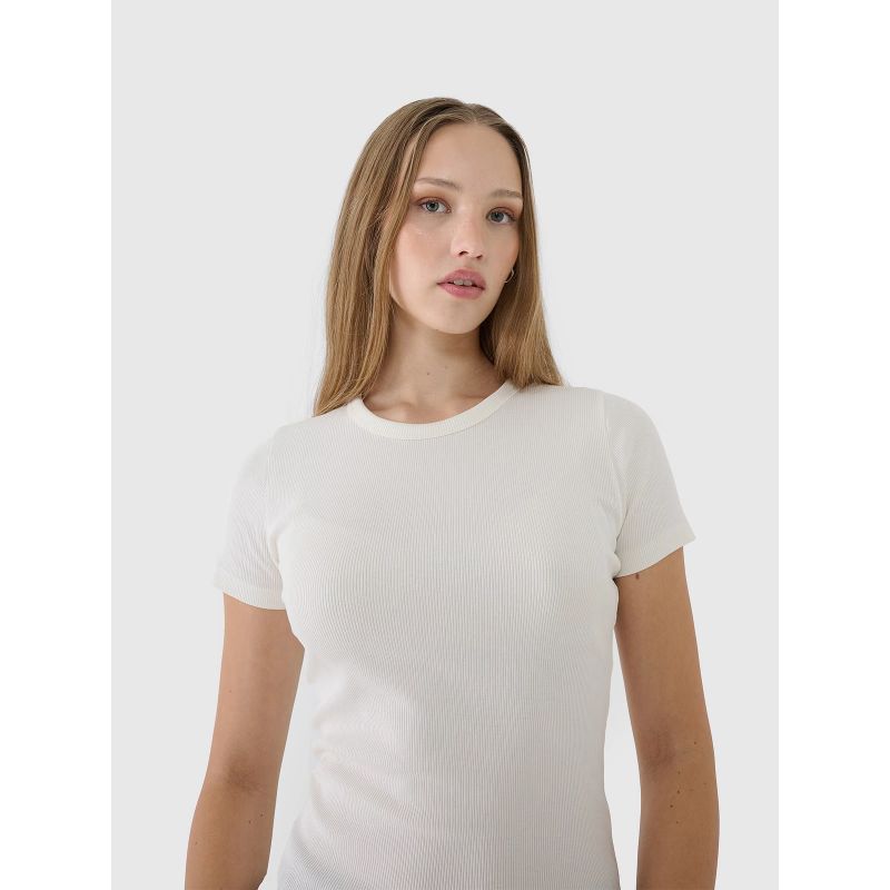 4f Women's slim ribbed t-shirt 4FWSS25TTSHF1968-11S General