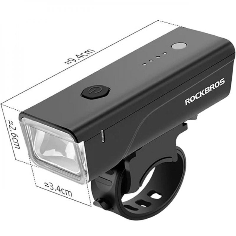 Rockbros 24510003001 Front Bike Light 260 lm + USB-C - USB-A Cable - fekete lights, tourist equipment