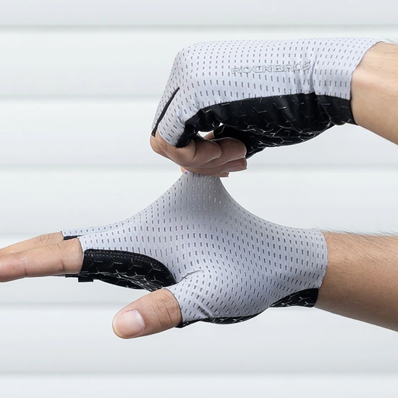 Rockbros Breathable Short Finger Cycling Gloves Size: M - Grey szary \ m kesztyű