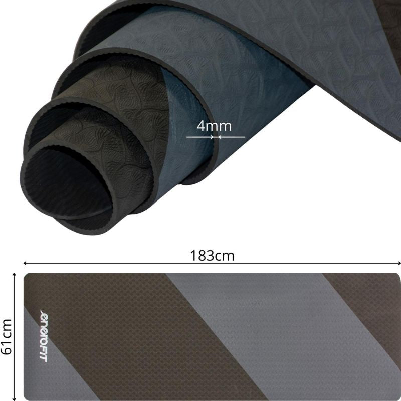 Enero Fit Anti-Slip Tpe Yoga And Fitness Mat, Gray-Black fekete mats, training equipment