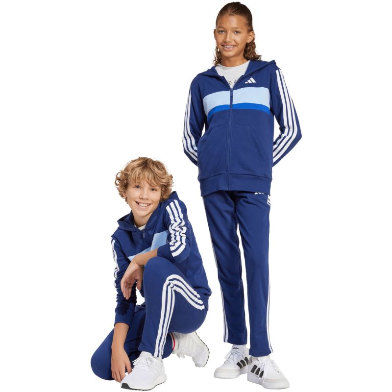 adidas Seasonal Essentials Tiberio 3-Stripes French Terry Tracksuit for Kids Navy Blue JI6035 General