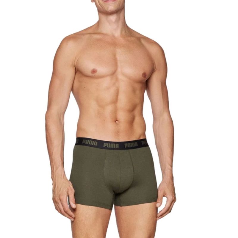 Puma Men's Boxer Briefs 2-Pack Khaki Black Comfortable Cotton fekete alsónemű