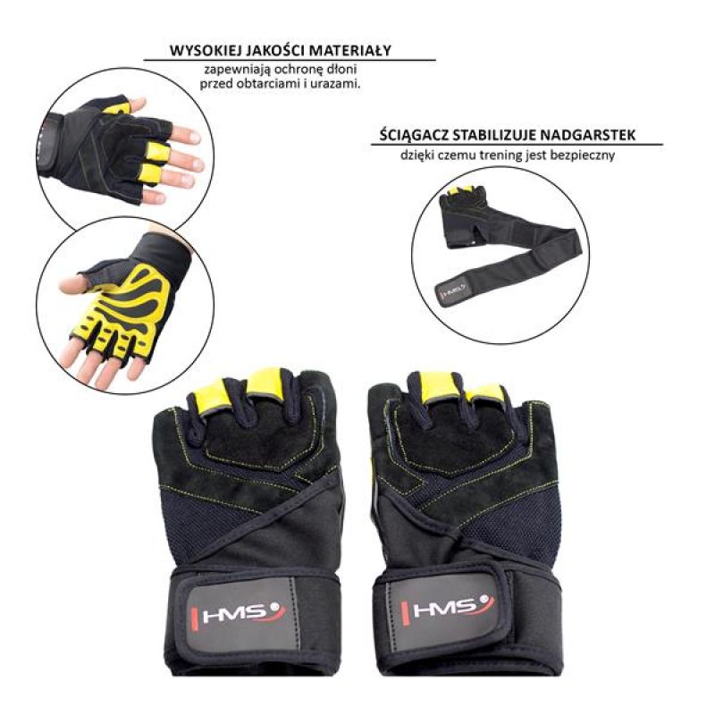 HMS Black/Yellow RST01 rM Gym Gloves fekete kapuskesztyű 17-63-201