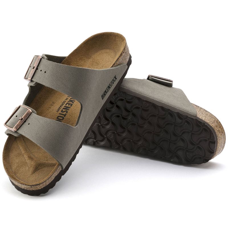 Birkenstock Arizona Birko-Flor Nubuck Stone regular women's/men's flip-flops wide gray (0151211) cipő