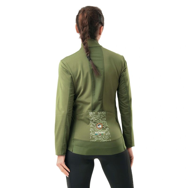 Rockbros ROAD TO SKY windproof insulated cycling jersey L - green l \ zielony pulóver