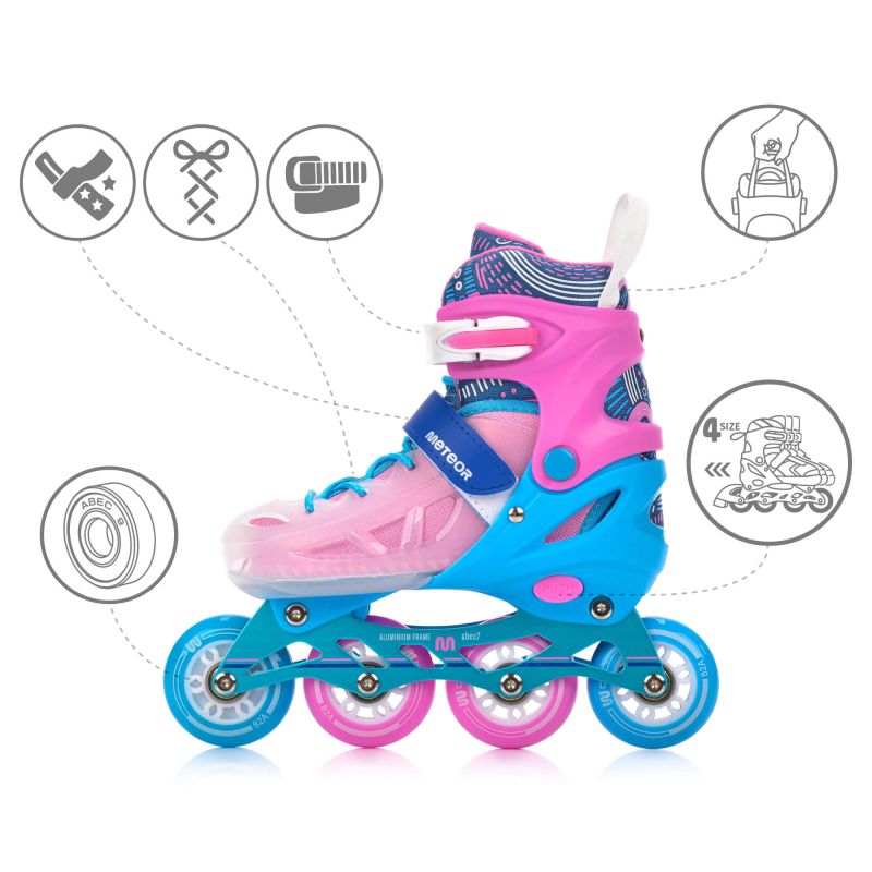 Meteor Roller Skates S 30-33 Loky Pink/Blue