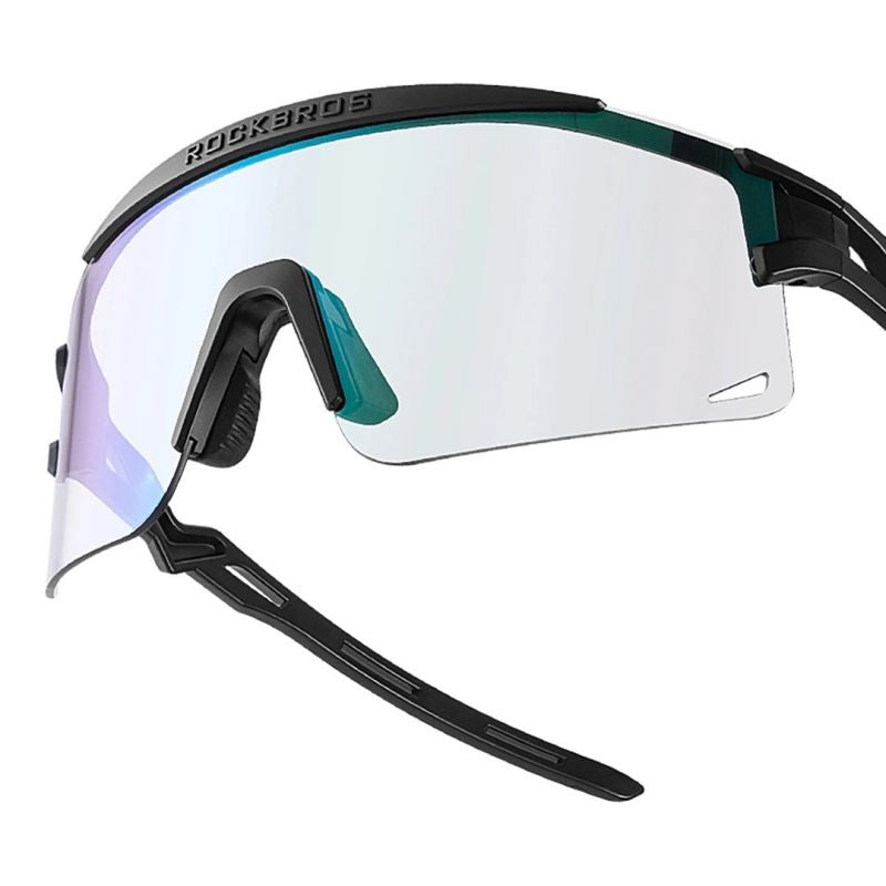 Rockbros Photochromic Cycling Glasses with UV Protection and Corrective Insert - Black transparent glasses, training equipment