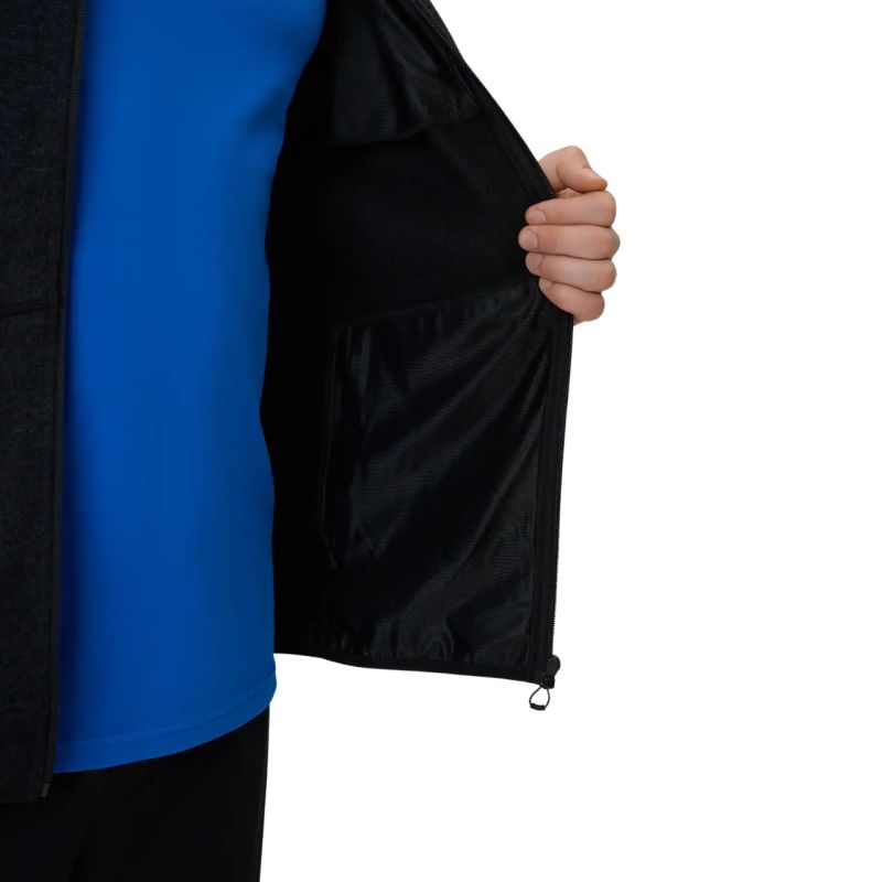 Men's fleece 4F M443 deep melange 4FWSS26TFLEM443 20M fekete kabát