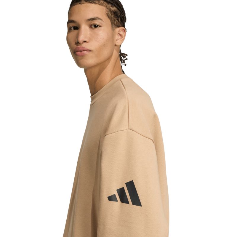 adidas Men's Essentials Loose Fit 3 Bar Logo Beige Sweatshirt JX5668 General