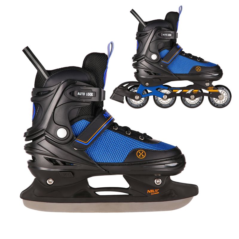 NH18188A 2in1 BLACK-ORANGE SIZE L(39-43) ROLLER SKATES WITH HOCKEY SLEEVE NILS EXTREME narancssárga görkorcsolya