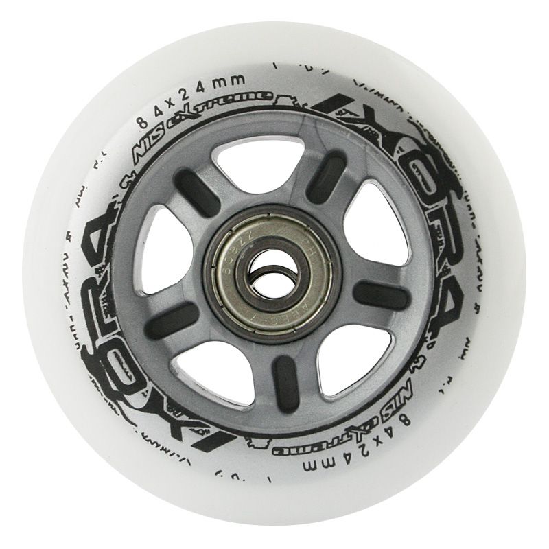 Nils Extreme PU 84x24 82A TRANSPARENT (4 pcs) + ABEC-7 CHROME (8 pcs) SET görkorcsolya 16-32-018
